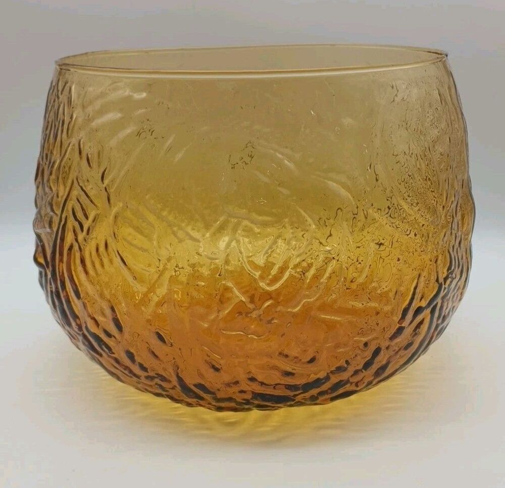 Vtg Seneca Driftwood Yellow Roly Poly Crinkle Punch Bowl 10 Qt